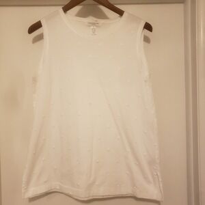 Jones New York Star Tank‎ Top Sleeveless Casual Blouse White L